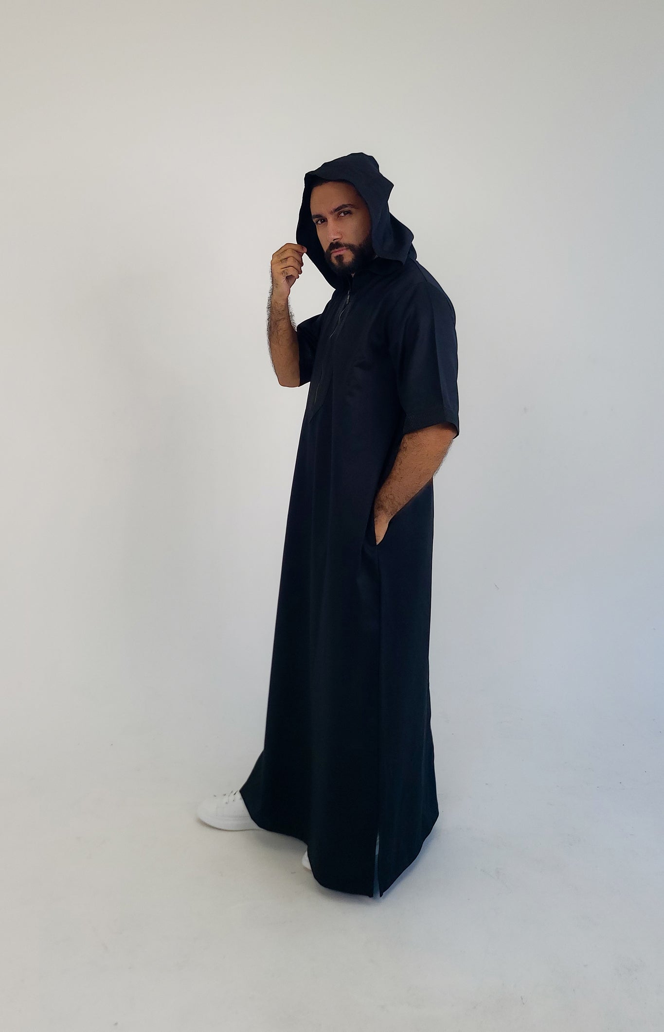 Black ( Black Concrete Border - Short Sleeve ) Kaftan