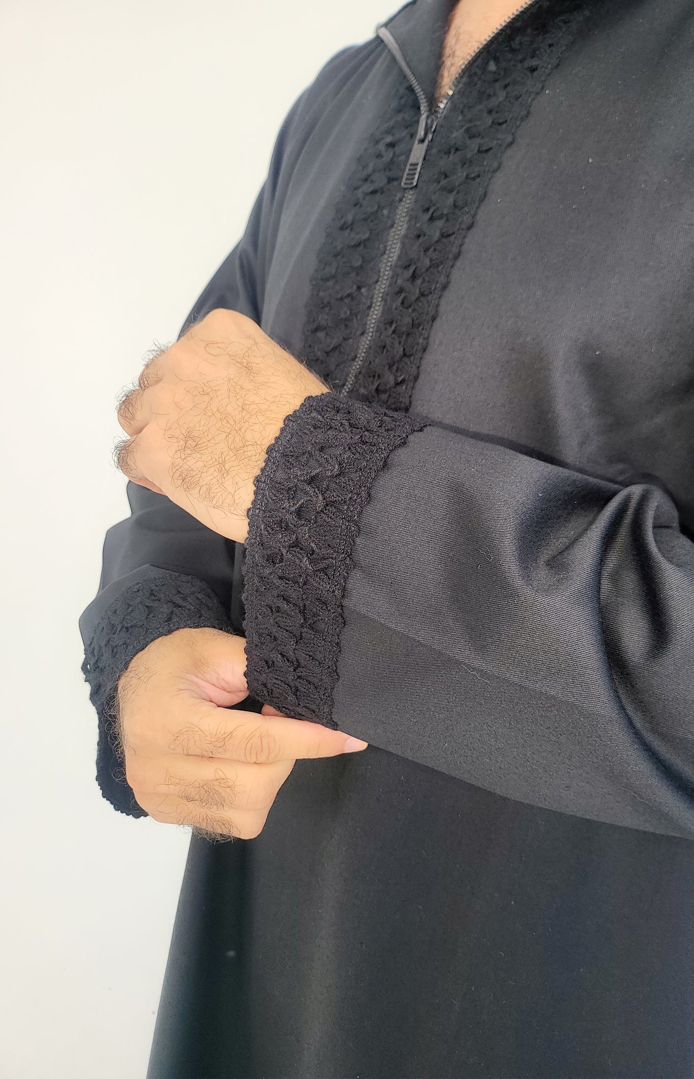 Black ( Black D Border - Long Sleeve ) Kaftan