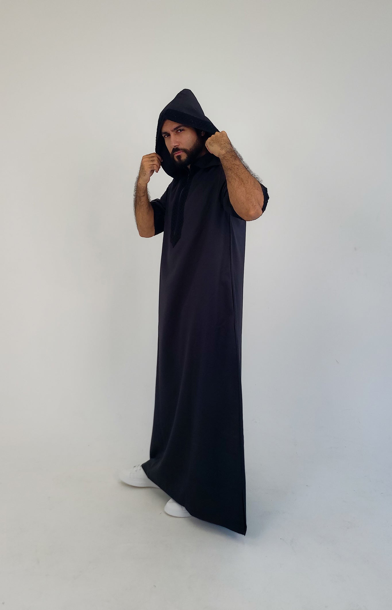 Black ( Black D Border - Short Sleeves ) Kaftan