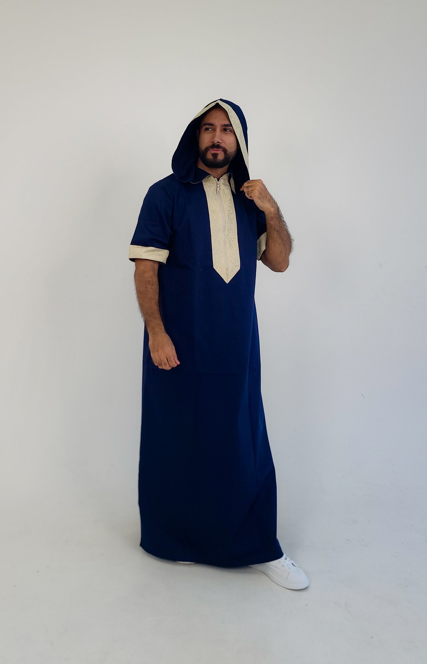 Blue ( Arabic Border - Short Sleeve ) Kaftan