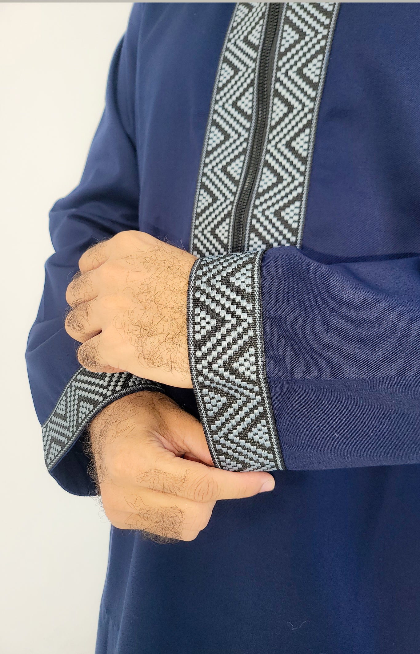 Blue ( Black & Blue Dots Border - Short Sleeve ) Kaftan