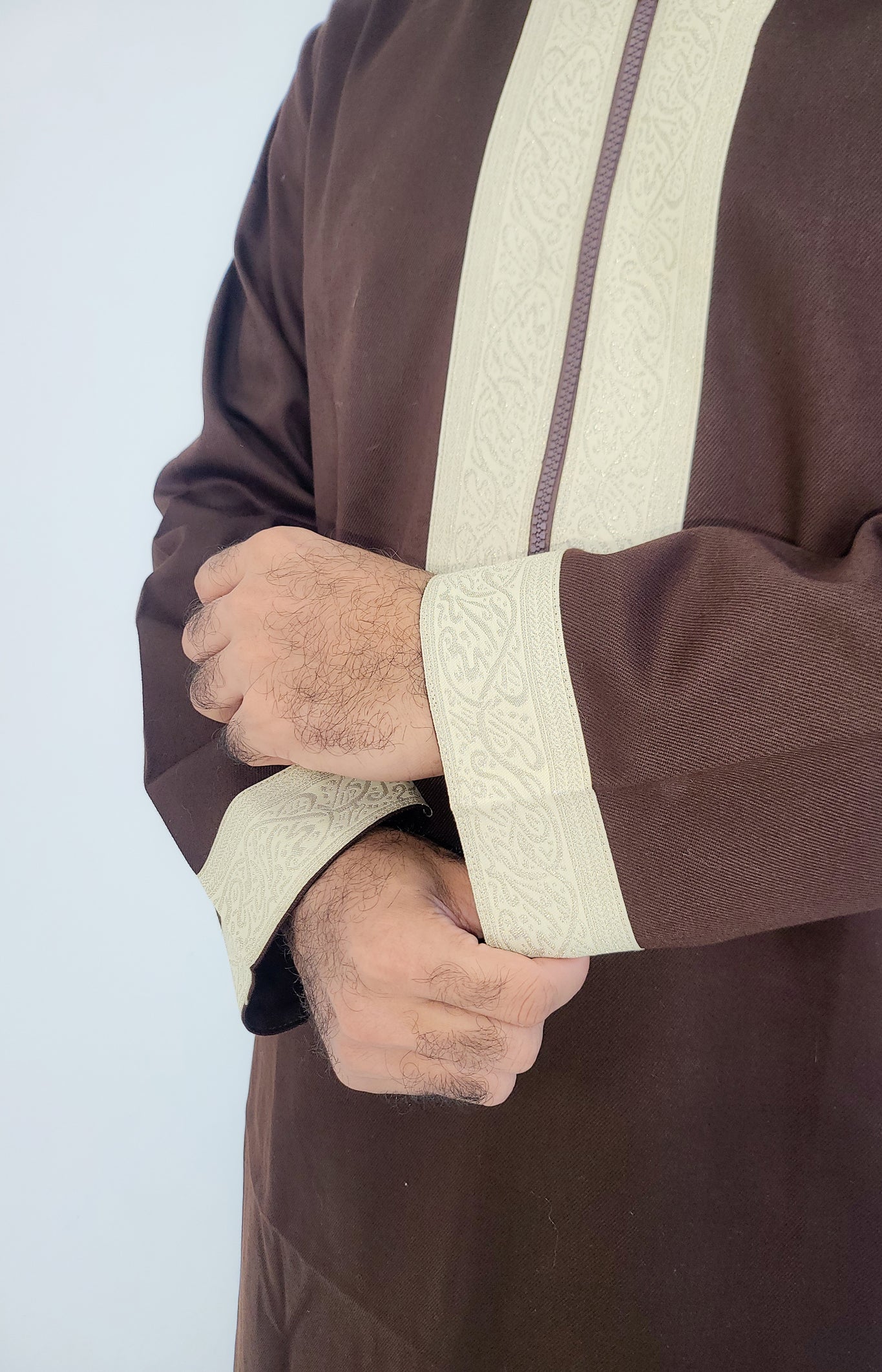 Brown ( Arabic Border - Short Sleeve ) Kaftan