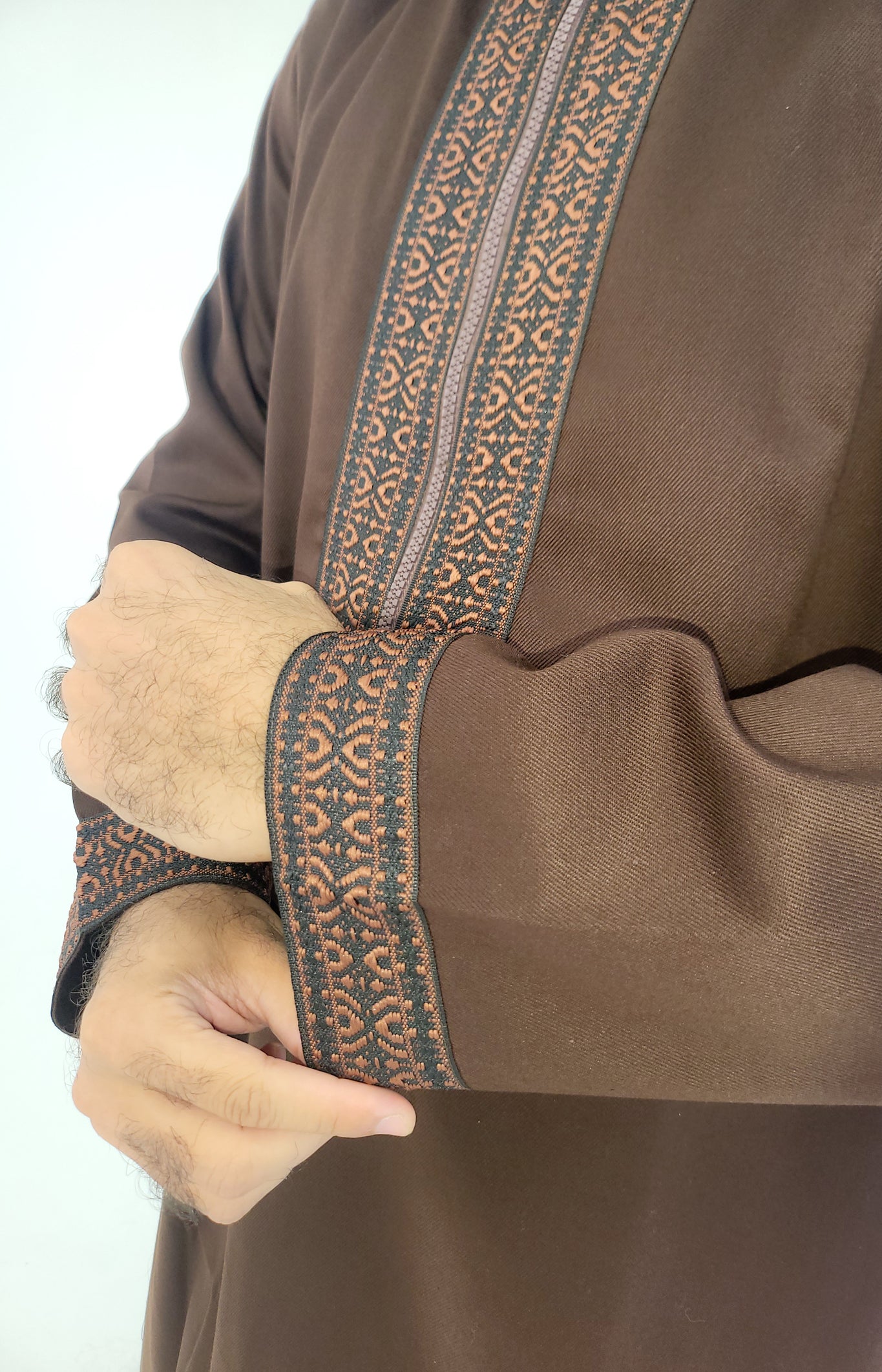 Brown ( Black & Brown Border - Short Sleeve ) Kaftan