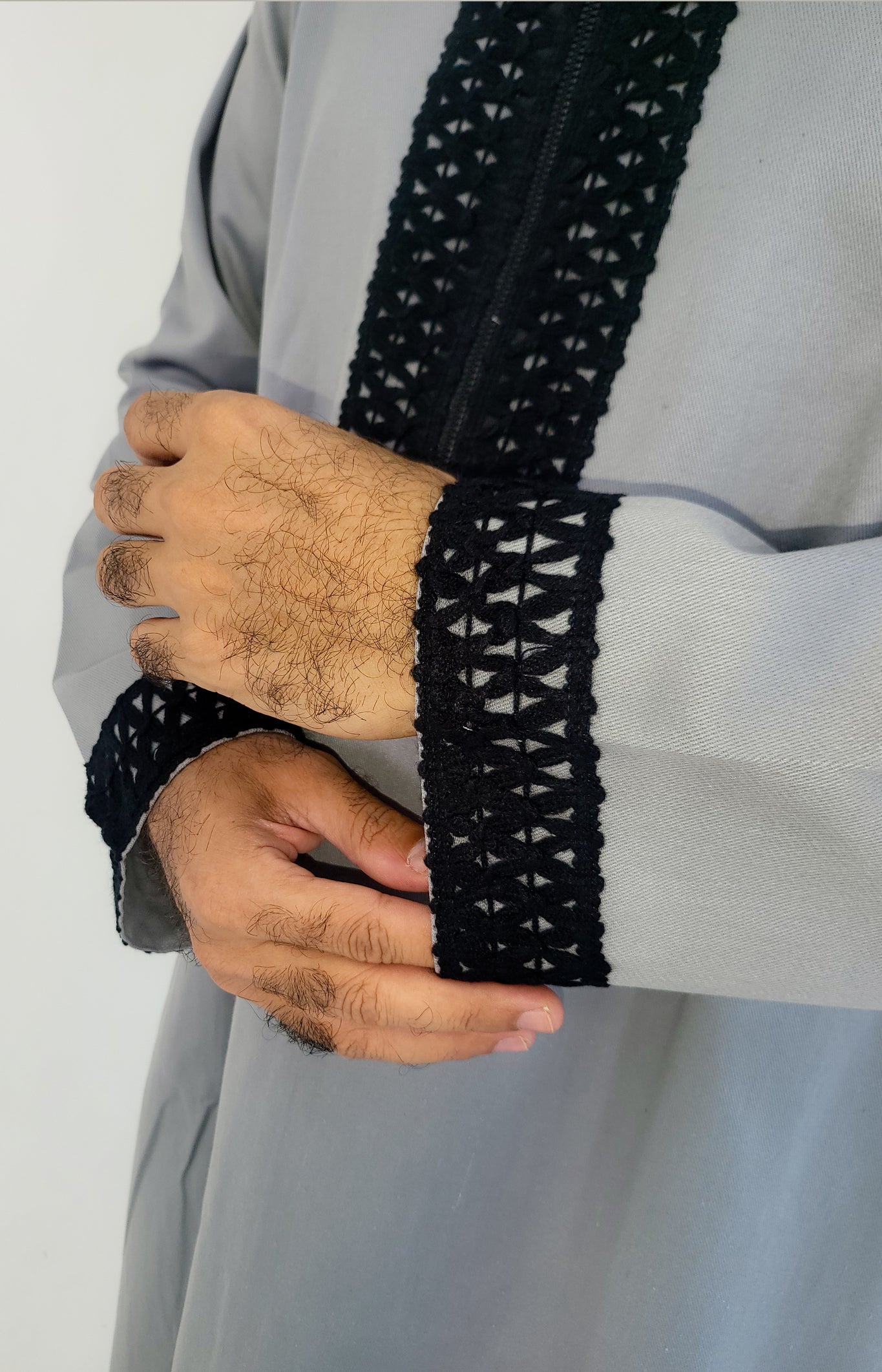 Grey ( Black D Border - Short Sleeve ) Kaftan