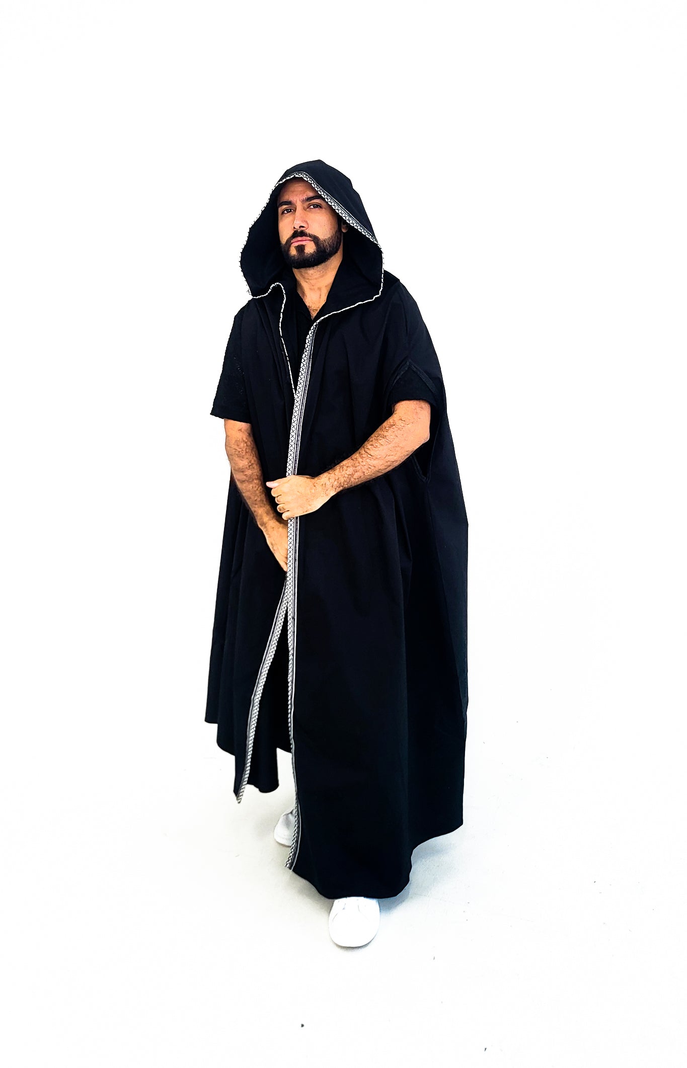 Black Open Kaftan ( B & W Border )