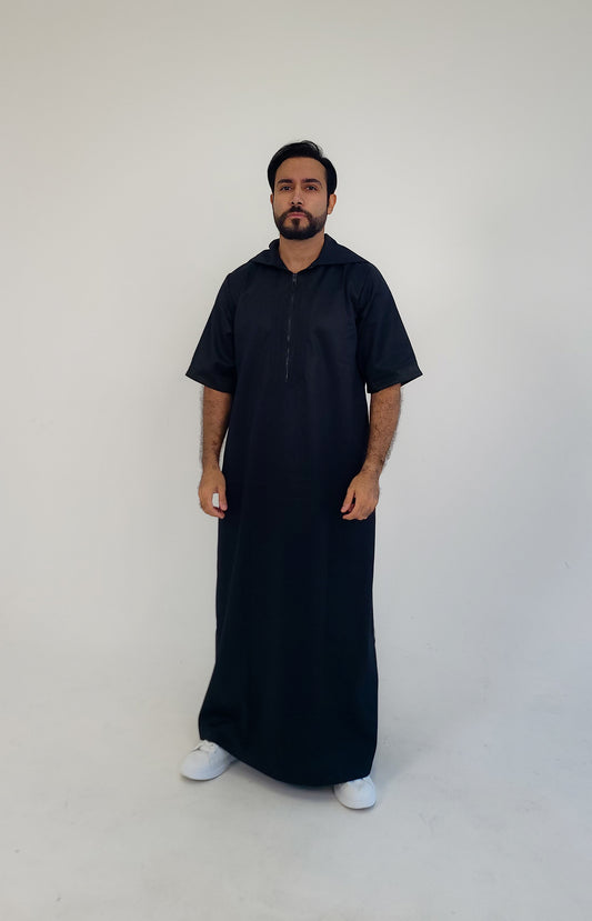 Black ( Black Concrete Border - Short Sleeve ) Kaftan