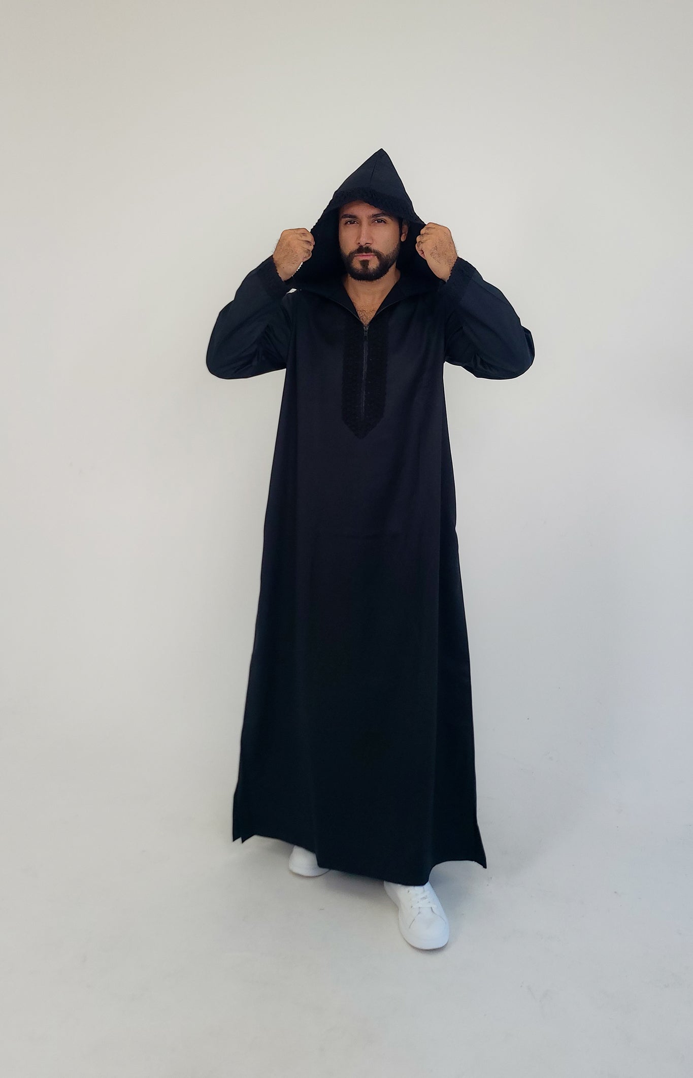 Black ( Black D Border - Long Sleeve ) Kaftan