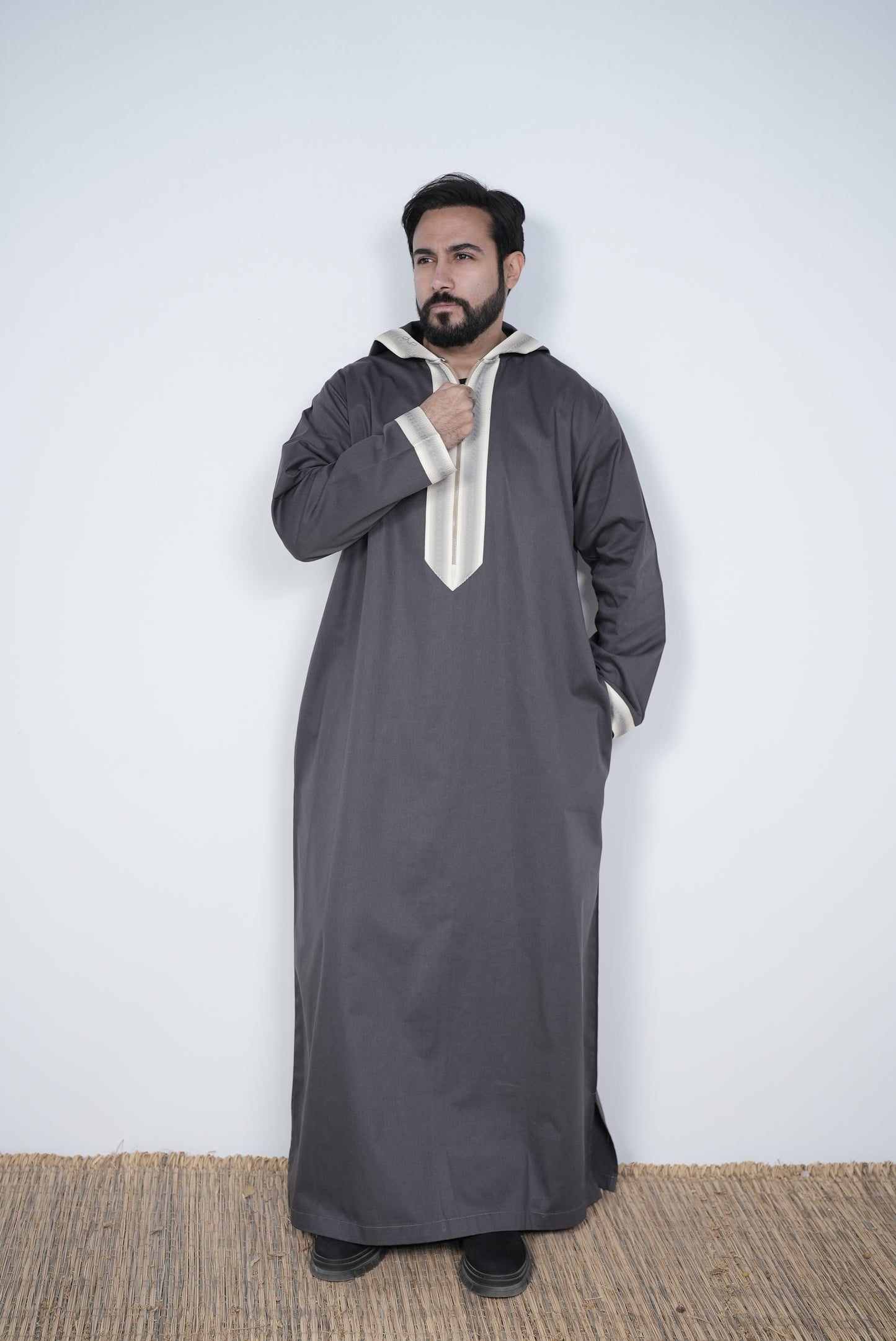 Dark Grey ( B & G Border - Long Sleeve ) kaftan