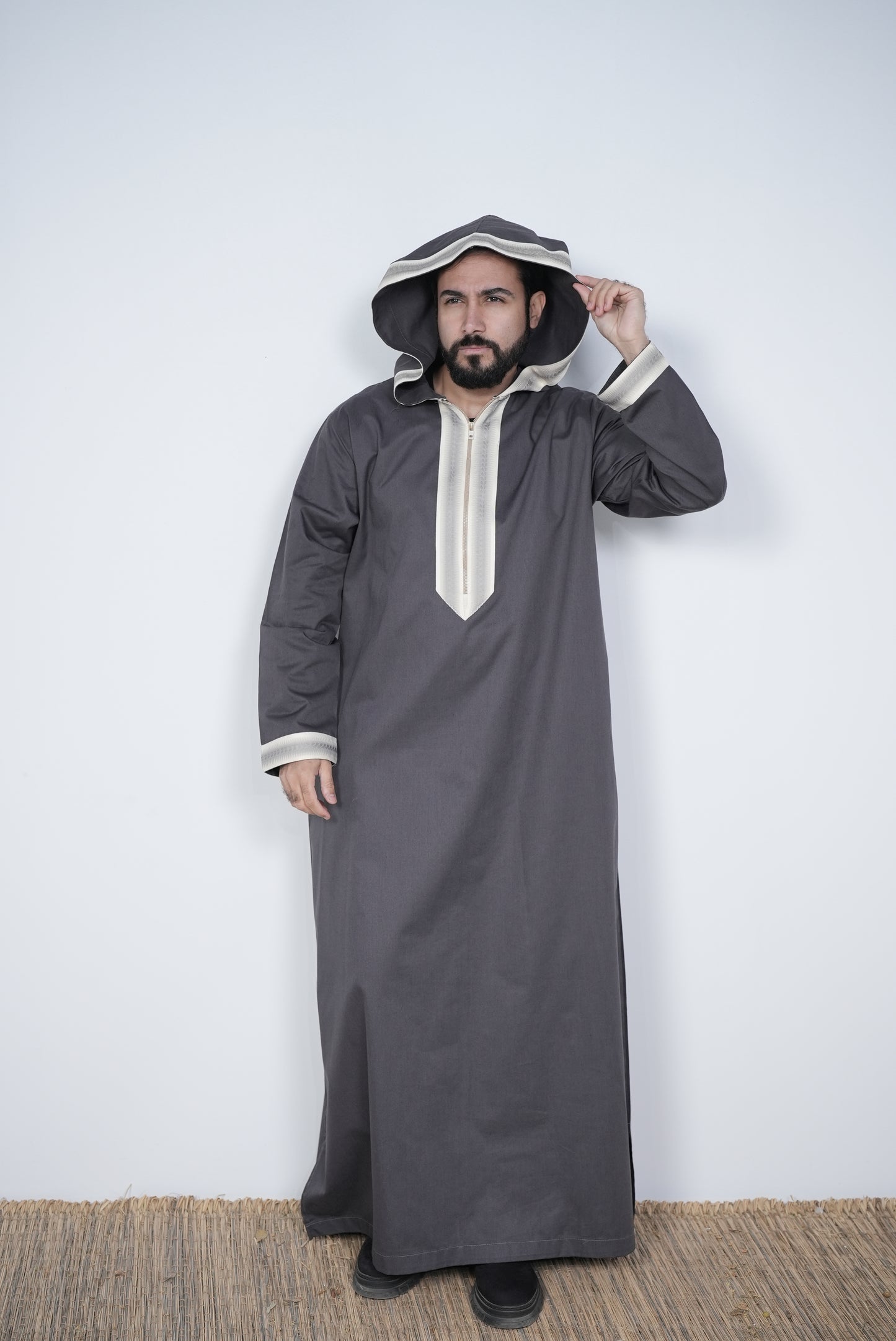 Dark Grey ( B & G Border - Long Sleeve ) kaftan