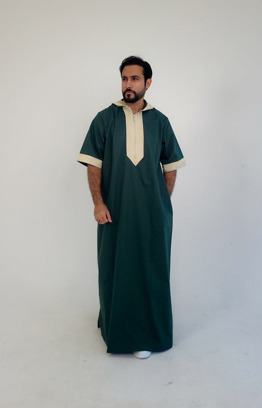 Green ( Arabic Border - Short Sleeve ) Kaftan